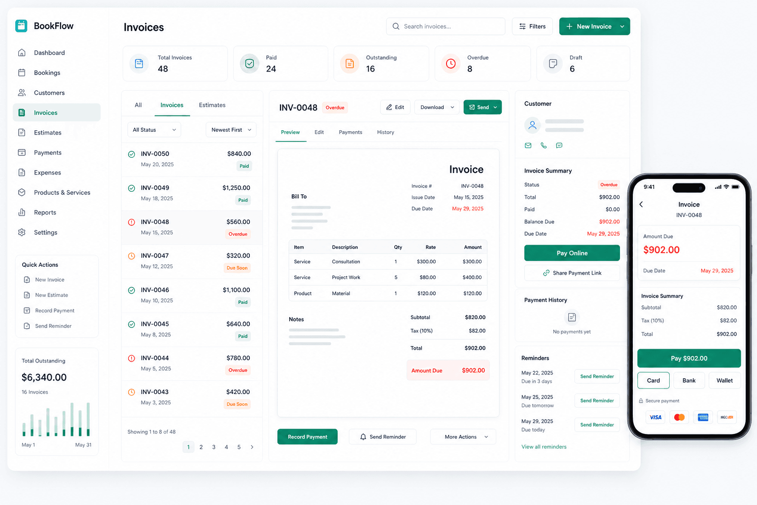 Bookflow invoicing and payments product showcase