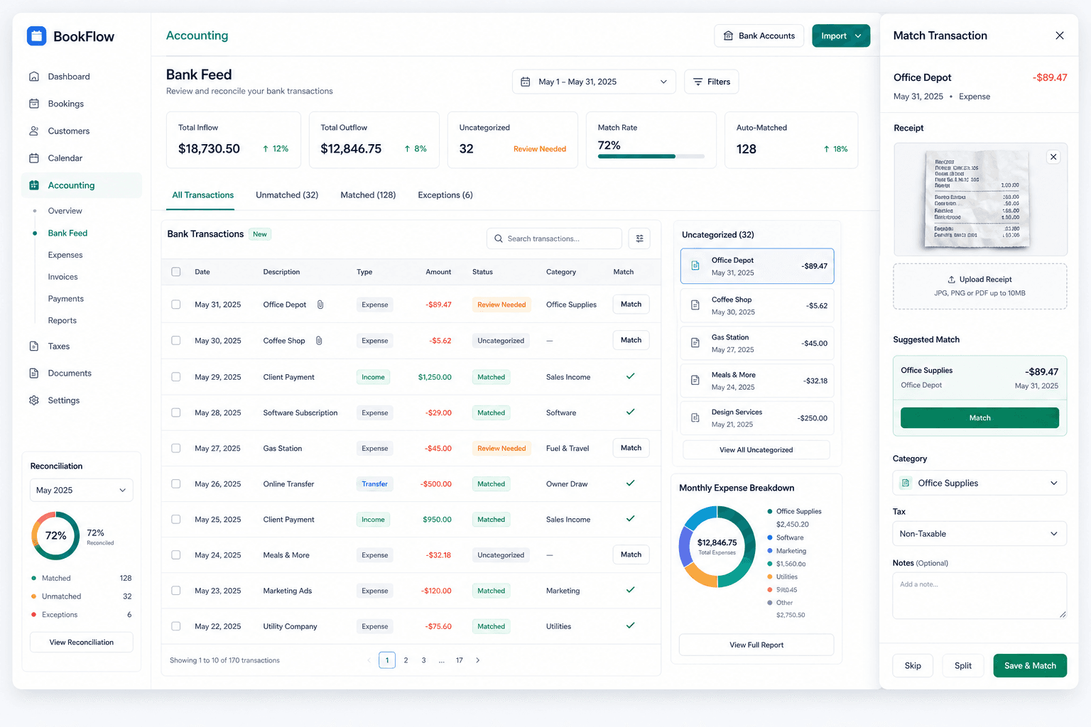 Bookflow bank reconciliation product showcase
