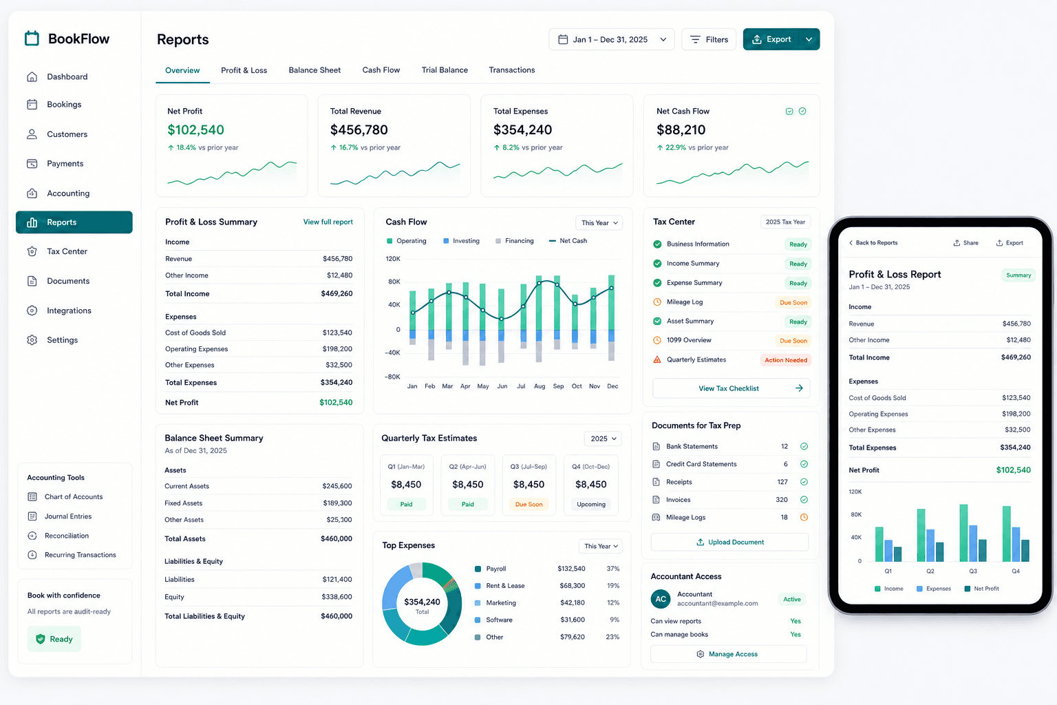 Bookflow reporting and tax readiness product showcase